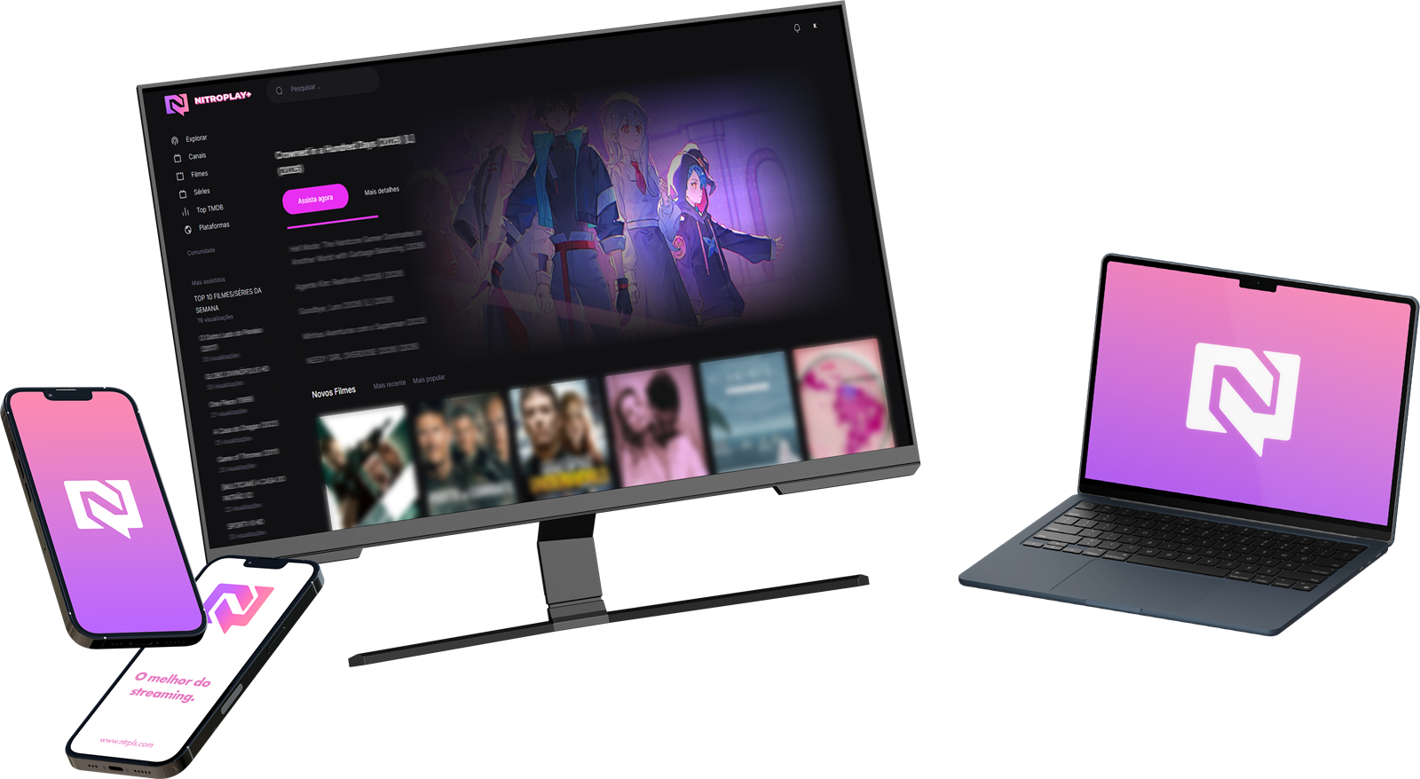 A NitroPlay+ na Smart TV, no celular, no tablet e no computador